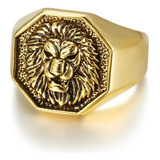 Pytali Anillo De León Para Hombre Anillo De Oro Amarillo Rea