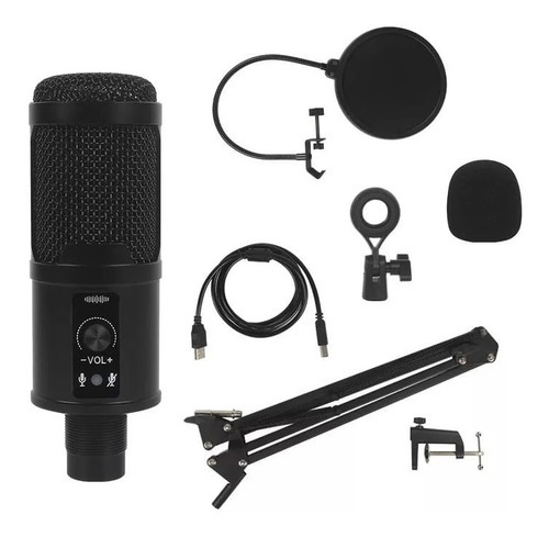 Micrófono Para Pc Condensador Profesional Usb Bm-65 Color Negro