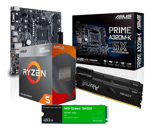 Combo Actualizacion Ryzen 5 4600g Mother 16gb Ram 480gb Ssd