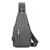 Pechera Mochila Cruzada Mariconera Super Calidad Con Usb Mtp Color Gris Diseño De La Tela Impermeable