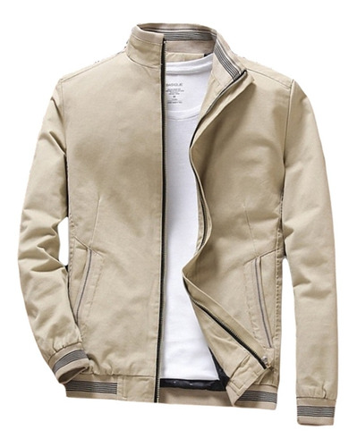 Chaqueta Cortavientos Para Hombre, Color Sólido, Resistente