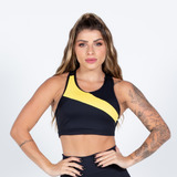 Top Fitness Dily Poliamida Preto Com Amarelo | 179