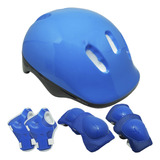 Kit Proteção Infantil Capacete Patins Skate Bicicleta Acessórios Menino Azul Importway Bw-106az