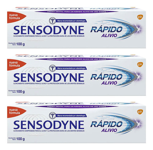 Pack Crema Dental Sensodyne Rapido Alivio 100 Gr