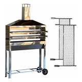 Carrinho P/ Churrasco Assar Espetinho Coifa Inox + 2 Grelhas