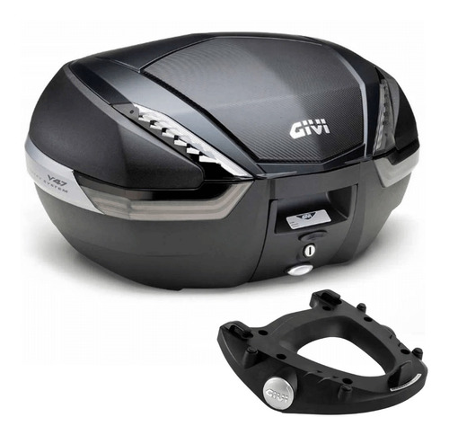 Baú 47l Givi Monokey V47nnt Tampo Abs Carbon + Base M5 Givi