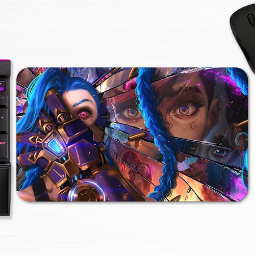  Mouse Pad Gamer Jinx Vi Fragmentos Arcane Lol Art M