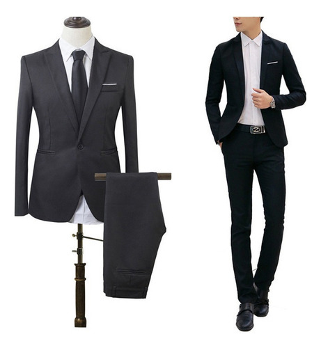 1 Gris Traje Smoking Hombre Super Slimfit Juego De Dos