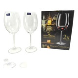 Set X 2 Copas De Vino De Cristal Bohemia 600cc Con Caja