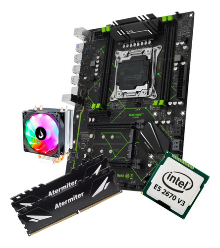 Kit Gamer Placa Mãe X99 Machinist Mr9a Xeon E5 2670 V3 32gb 