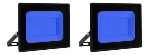 Kit 2 Refletores 100w Azul Holofote Led Iluminação Externa