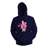 Blusa De Frio Moletom Flanelado Capuz Estampa Digital Bt21