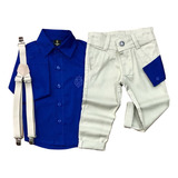 Conjunto Infantil Masculino Calça + Camisa + Suspensório
