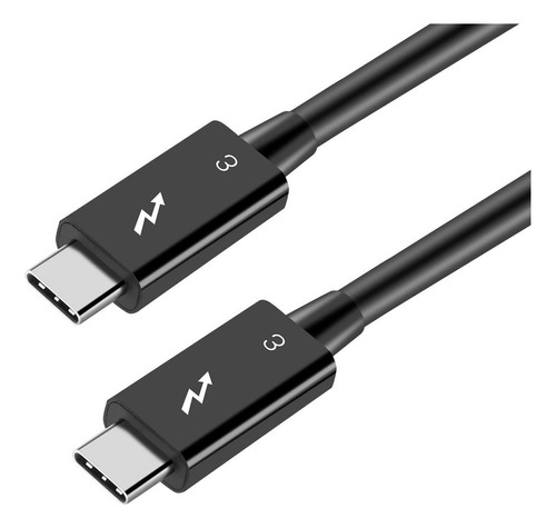 Cabo Thunderbolt 3 100w 40 Gbps Usb-c 0,70m 70 Centimetros Preto