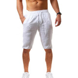 Short Pantalón De Algodón Y Lino Para Hombre, Playa, Yoga