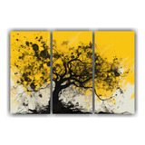 105x70cm Cuadro Decorativo Vida Árbol Cottonwood Amarillo Y