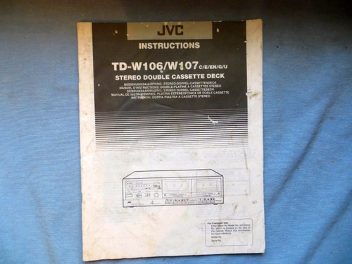 Manual De Estereo Cassette Deck Jvc Td-w106/w107
