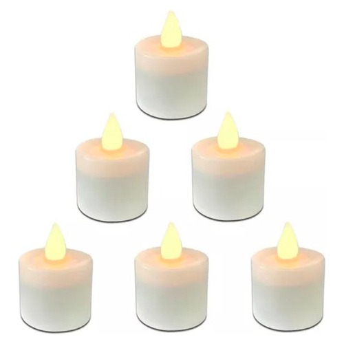 Pack Velas Led Chicas Blancas Luz Cálida  X 6