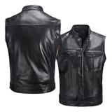 Chamarra De Piel E Biker, Chaleco Motero Para Hombre P