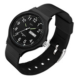 Reloj Digital Elegante Ultra Ligero Comodo Impermeable Correa Negro Bisel Negro Fondo Negro