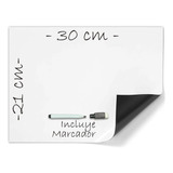 Pizarra Imantada Blanca + Marcador Magnetica Heladera 21x30