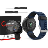 Kit Pulseira Garmin 735xt + 2 Peliculas De Vidro Xt Cor Azul/preta