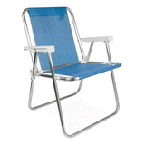 Silla Alta Aluminio Sannet Playa Camping Mor 2182 Color Azul