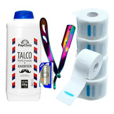 Kit Barberia Talco + Navaja + 5 Rollo Papel Cuello 