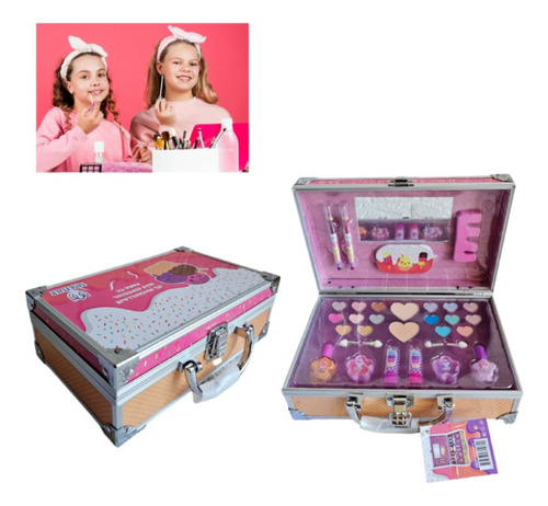 Kit De Belleza Infantil Maleta Maquillaje Y Set Esmaltes 