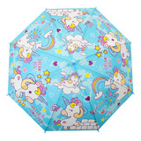 Paraguas Sombrilla Infantil Estampado De Colores Y Silbato Color Azul