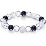 Pulsera Protección Aguamarina Turmalina Negra Cuarzo Cristal