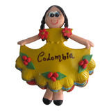 Campesina Aplique Iman, Tipica Colombiana En Porcelanicron