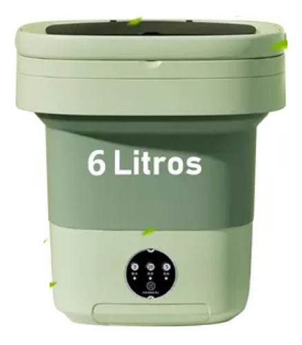 6l Mini Lavadora Portátil Cubeta Plegable Centrifugado Verde