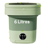 6l Mini Lavadora Portátil Cubeta Plegable Centrifugado Verde