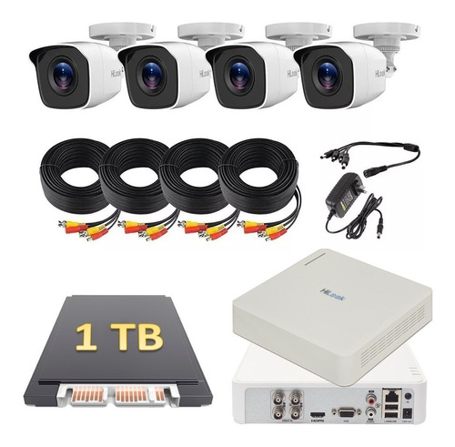 Kit Circuito Cerrado 4 Camaras Hikvision 1080p 2mp Cctv 1 Tb