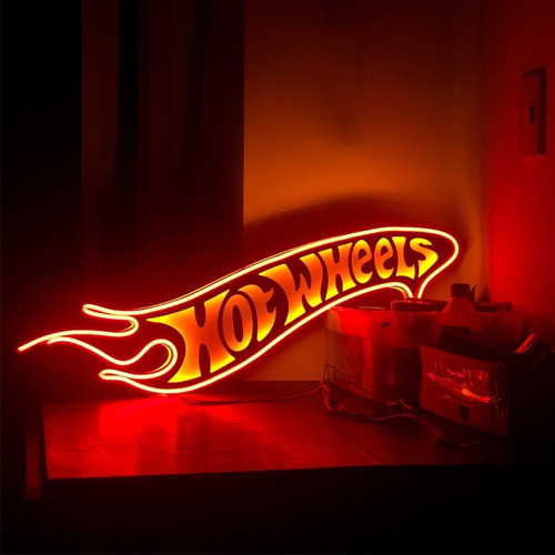 Cartel Logo Led Hot Wheels / 70cm Largo / Neon Rojo / 12v