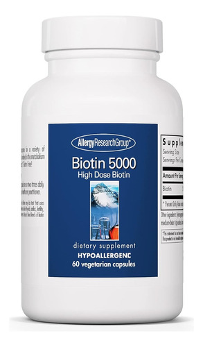 Allergy Research Group | Biotin | 5000ug | 60 Veg Capsules 