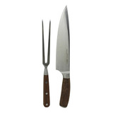 Cuchillo + Tenedor Acero Inoxidable Parrilla Bbq Wayu