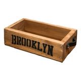 Caja/cajón De Madera Brooklyn Con Tiradores De Cuero 