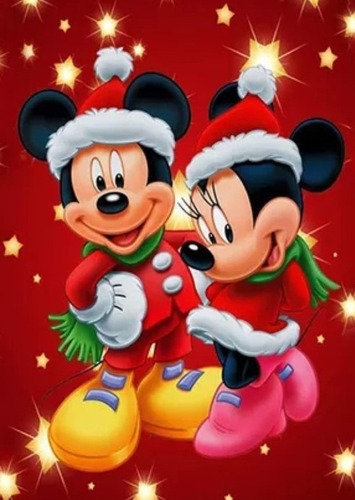1 Diamond Painting-diy 5d- Mickey Minnie Navidad 1-30x40 Cm