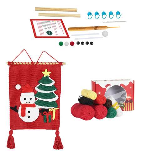 Kits De Crochet Navideños Muñeco De Nieve Tela Decorativa