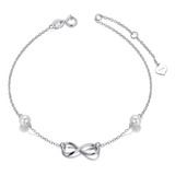 Sisgem Pulseras Infinitas De Oro Blanco De 14 K Para Mujer, 