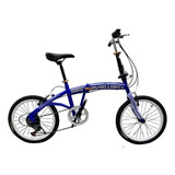 Bicicleta Paseo Plegable Pro Limit   R20 Frenos V-brakes Color Azul Con Pie De Apoyo  