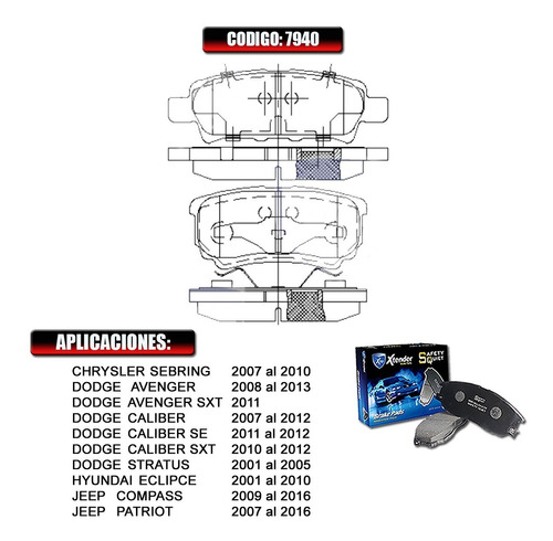 Pastillas De Freno Traseras Chrysler Sebring  09 10  7940 Foto 2