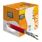 Caixa Com 305 Metros Cabo De Rede Cat6 Sohoplus Vermelho Utp