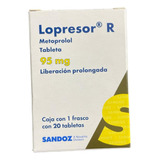 Lopresor R Metoprolol 95mg Caja Con 1 Fasco  Con 20 Tabletas