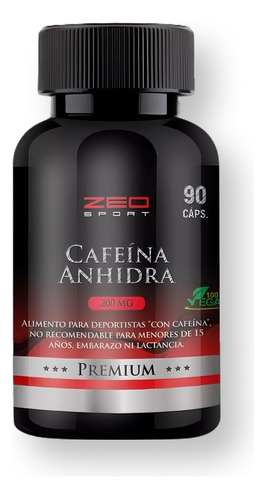 Cafeina Anhidra 100% Pura 200mg Por Capsula Zeo Sport