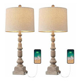 Lámpara De Mesa - Vintage Table Lamps With Dual Usb Port For