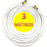 Cabo Coaxial Antena Rg6 Branco Para Tv 3 Metros Montado