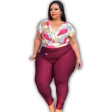 Calca Feminina Plus Size Legging Leg Elastano Cintura Alta 